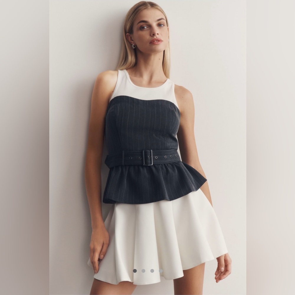 Porridge ribbed belted tank top